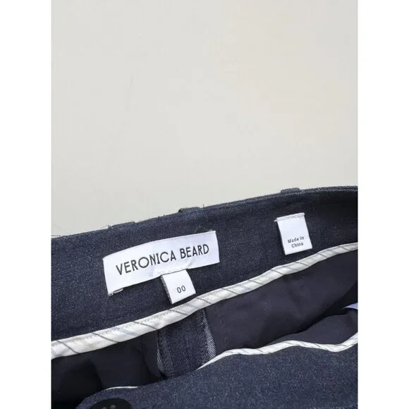 VERONICA BEARD Gracie Dark Indigo Stretch Denim Pintucked Bootcut Pants, Size 00 - Picture 13 of 15